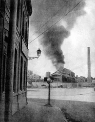 Bombardering av en gruva av tyskarna, Pas-de-Calais, Frankrike, 1915