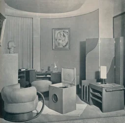 Boudoir från Salon des Artistes Decorateurs, 1929, av DIM, c1930.
