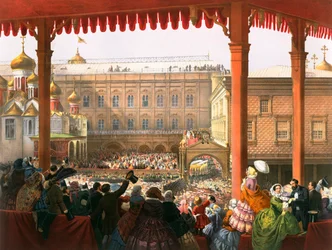 Bugning för folket, kröningen av tsar Alexander II av Ryssland, Moskva, 1855 1856