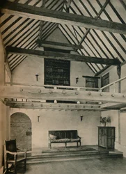 Boxhurst Farm, Kent: End of Dance Room. Restaurerad och konverterad av Oliver Hill, c1928