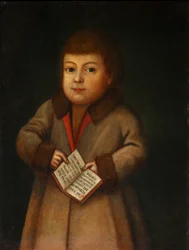 Pojke med en alfabetbok, 1800-talets första kvartal