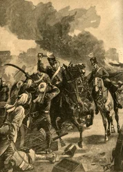 Brittiska generalen Joseph Thackwell vid slaget vid Sobraon, Punjab, Indien, 1846 c1890.