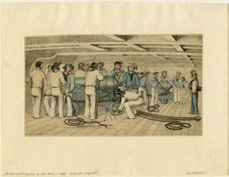 Brittiska sjöskyttar på gevärsdäck, ca. 1850