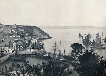 Brixham - The Lower Town, visar fiskeflottan, 1895