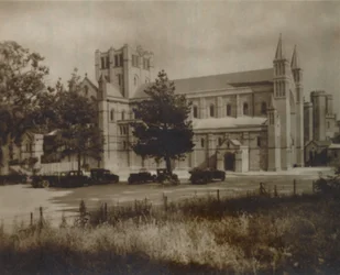 Buckfast Abbey Church, North View, sent 1800-tidigt 1900-tal
