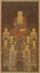 Buddha Amitabha Amita och de åtta stora bodhisattvorna, sen Goryeo-period, mitten av slutet av 1300-talet.