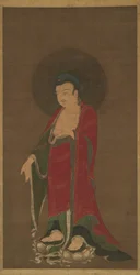 Buddha Amitabha stigande från sitt rena land, sent 1200-tal.