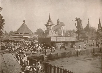 Buddhistisk kremeringsscen. - A Phoongyi-byan, 1900.