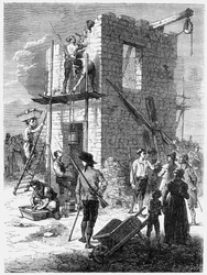 Att bygga en Chappe-telegrafstation, c1793, c1870