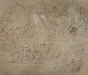Bygger bron till Lanka, ca. 1800.