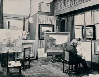 C. Cazin i sin studio, c1897