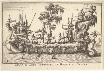Calais och Zetes ledda av Boreas och Oreithyia Calais e Zeti condotti da Borea et Oritia, w..., 1664.