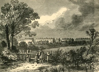 Camden Town, från Hampstead Road, Marylebone, 1780, c1876.