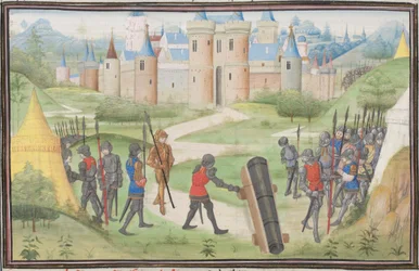 Korsfararnas läger nära Jerusalem. Miniatyr från Historia av William av Tyrus, 1460-talet