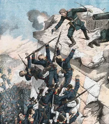 Kapten Lebedief försvarar heroiskt bastionen i Port Arthur, rysk-japanska kriget, 1904-5