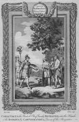 Caractacus, den brittiske hövdingen, förrådd i romarnas händer av Cartismandua, c1787