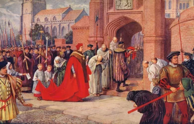 Kardinal Wolsey går möjligen in i Hampton Court Palace, 1917