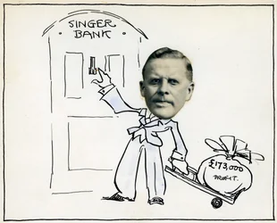 Karikatyr av verkställande direktören William E. Bullock, Singer & Company Ltd