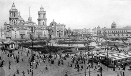 Katedralen och Nationalpalatset, Mexico City, Mexiko, 1926