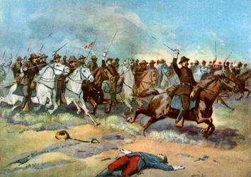 Kavalleriets anfall av amerikanska stamgäster, spansk-amerikanska kriget, 1898