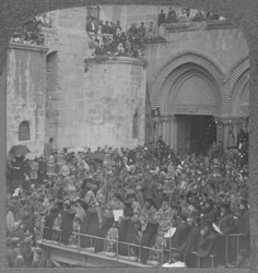 Ceremoni för att tvätta lärjungarnas fötter i Heliga gravens kyrka, c1900