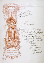 Champagnereklam på meny, 1800-talet