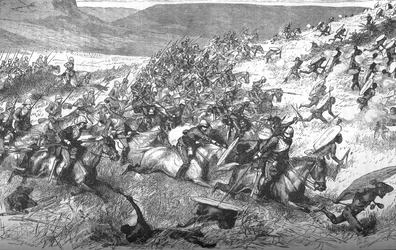 Anklagelse för de sjuttonde lanserarna vid Ulundi, 1879, c1880
