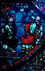 Karl den Store tittar på Vintergatan, målat glasfönster, Chartres katedral, Frankrike, c1225