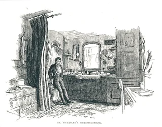 Charles Wyndham omklädningsrum med utsikt över Piccadilly på Criterion Theatre, 1891