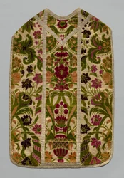 Chasuble, Stole, BurseCorporal Case och Maniple, c 1600-1700.