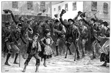 Jublar Lord Randolph Churchills namn när han hörde om hans avgång, Loughrea, Irland, 1887