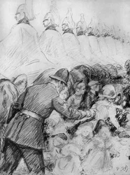 Barn i folkmassan vid kung George Vs kungörelse, 1910