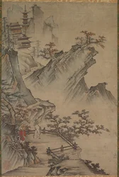 Kinesisk Litteratus Viewing a Valley, möjligen mitten till slutet av 1500-1600-talet.