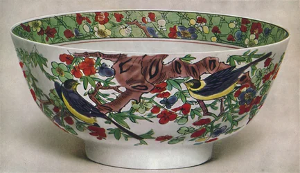 Kinesisk porslinsskål. Famille Verte. Period av KAng Hsi, 1662-1722, 1928.