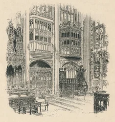 Körbås och kungligt skåp, St. Georges kapell, 1895