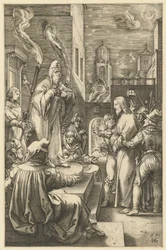 Kristus före Kaifas, från The Passion of Christ, ca. 1598-1617.