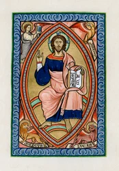 Kristus i härlighet med symbolerna för de fyra evangelisterna, c1200