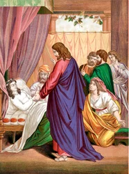 Kristus uppväcker dottern till Jairus, guvernör i synagogan, från de döda, mitten av 1800-talet