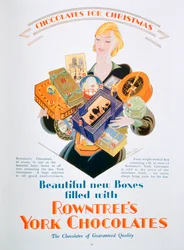 Julannons för Rowntrees York Chocolates, 1928
