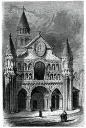 Kyrkan Notre Dame de la Grande, Poitiers, Frankrike, 1100-talet, 1870