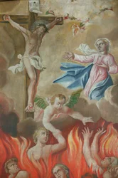 Kyrkan Saint Nicolas de Veroce. Korsfästelsen Saint Nicolas de Veroce Frankrike