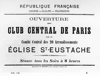 Club Central de Paris, från franska politiska affischer från Pariskommunen, maj 1871