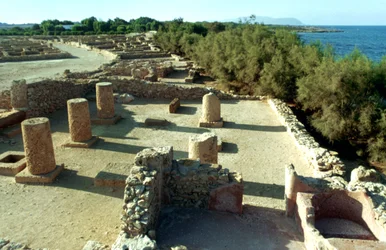 Kustnära romerska ruiner, Tunisien, 3:e århundradet e.Kr