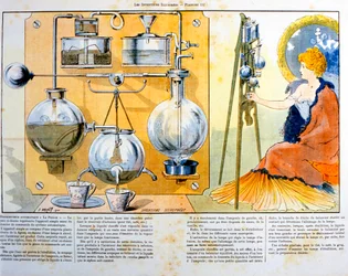 Kaffe- eller temaskin uppvärmd av en liten spritlampa, 1900