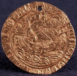 Mynt Korabelnik av Tsar Ivan III Omvänd: Linjal på sitt skepp, 1471-1490