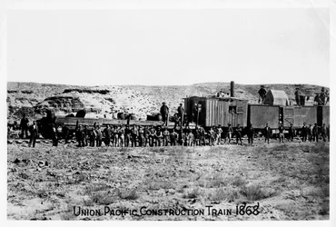Byggtåg på Union Pacific Railroad, USA, 1868