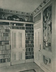 Hörn av Mrs. St. John Hutchinsons salong, Regents Park. Paneler av Duncan Grant, 1928