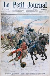 Kosacker som kämpar mot Manchus, rysk-japanska kriget, 1904