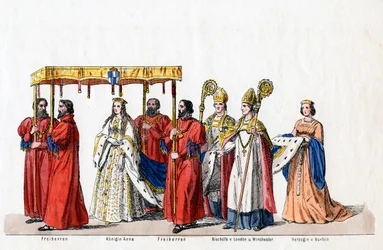 Kostymdesigner för Shakespeares pjäs Henry VIII, 1800-talet.