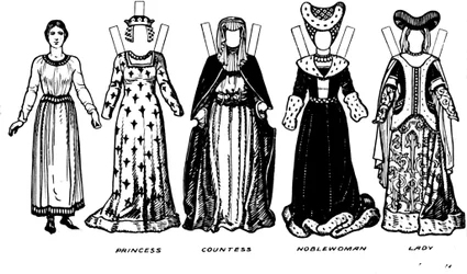 Dräkter av män och kvinnor som bärs under perioden när Henry V regerade, c1934